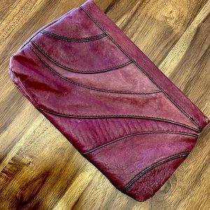 Fossil soft maroon leather bag,  handle-carry or clutch